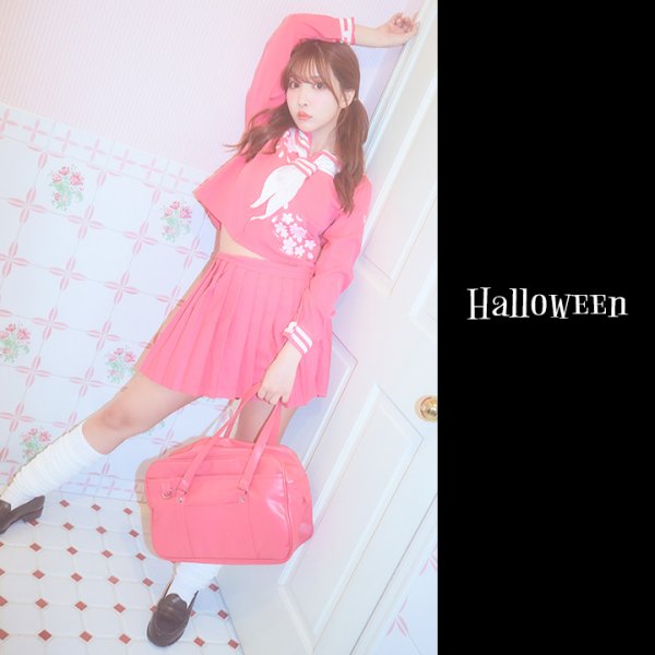 画像2: 【即日発送！】【ハロウィン】ピンクJKコスプレセット【ハロウィン3点セット】【S〜Mサイズ/1カラー】(B023SB/0415socksSB)[OF01]