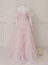 【couture an/クチュールアン】オフショル/ ラメ/ チュール/ シアー/ ビーズ刺繍/ スピンドル/ Aライン/ プリンセス/ ロングドレス/ キャバドレス long[OF05]