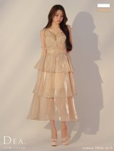 Lサイズあり【DEA.by ROBE de FLEURS/ディアバイローブドフルール】ティアード/ シフォンレース/ フレア/ ロング/ ワンピース/ ミモレ丈/ ミディアムドレス/ キャバドレス long[OF2]