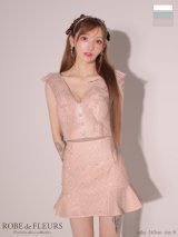 【予約商品/12月中旬入荷予定】XSサイズあり【ROBE de FLEURS/ローブドフルール】ナチュラルレース/ ノースリーブ/ バックリボン/ セットアップ/ フレア/ ミニドレス/ キャバドレス[OF2]