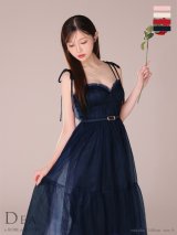 XS-Lサイズあり【DEA.by ROBE de FLEURS/ディアバイローブドフルール】ショルダーリボン/ フレア/ チュール/ ワンピース/ ロングドレス/ キャバドレス long[OF2]