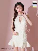 XSサイズあり【ROBE de FLEURS/ローブドフルール】バストカット/ ビジューネック/ フラワー/ ミニドレス/ キャバドレス[OF2]