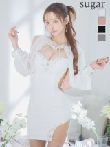 XSサイズあり【ANGEL R/エンジェルアール】ロングスリーブ/ ホルターネック/ シフォン/ パール/ ビジュー/ メッシュ/ ミニドレス/ キャバドレス[OF2]