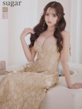 【予約商品/11月下旬発送予定】Lサイズあり【DEA.by ROBE de FLEURS/ディアバイローブドフルール】花柄ジャガード/ パイピング/ フレア/ ミモレ丈/ ミディアムドレス/ キャバドレス[OF2]