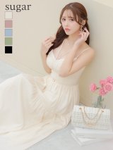 【予約商品/1月中旬発送予定】Lサイズあり【DEA.by ROBE de FLEURS/ディアバイローブドフルール】ラメシフォン/ フレア/ ロング/ ワンピース/ ミモレ丈/ ミディアムドレス/ キャバドレス long[OF2]