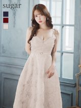 【予約商品/1月上旬発送予定】XS-Lサイズあり【DEA.by ROBE de FLEURS/ディアバイローブドフルール】花柄刺繍/ オーガンジー/ フレア/ ワンピース/ ミモレ丈/ ミディアムドレス/ キャバドレス long[OF2]