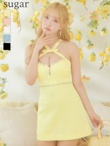 XSサイズあり【ROBE de FLEURS/ローブドフルール】リボンデザインホルター/ ビジュー/ タイト/ ミニドレス/ キャバドレス[OF2]【一部予約商品/6月上旬発送予定】