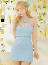 XSサイズあり【ROBE de FLEURS/ローブドフルール】リボンデザインホルター/ ビジュー/ タイト/ ミニドレス/ キャバドレス[OF2]【一部予約商品/6月上旬発送予定】