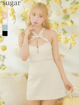 【予約商品/1月中旬発送予定】XSサイズあり【ROBE de FLEURS/ローブドフルール】リボンデザインホルター/ ビジュー/ タイト/ ミニドレス/ キャバドレス[OF2]