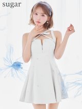 XSサイズあり【ROBE de FLEURS/ローブドフルール】サテンネックリボン/ バストジップ/ フレア/ ミニドレス/ キャバドレス[OF2]