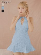 XSサイズあり【ROBE de FLEURS/ローブドフルール】バストカット/ ビジューネック/ フラワー/ ミニドレス/ キャバドレス[OF2]