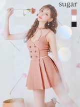 XSサイズあり【ROBE de FLEURS Glossy/ローブ・ド・フルール グロッシー】チョーカー付き/ ダブルボタン/ セットアップ/ キャミ/ ミニドレス/ キャバドレス[OF2]