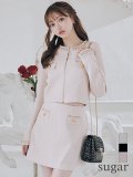 Lサイズあり【ROBE de FLEURS Glossy/ローブ・ド・フルール グロッシー】ロングスリーブ/ ツイード/ ジャケット/ セットアップ/ フレア/ ミニドレス/ キャバドレス[OF2]