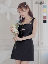 【予約商品/1月下旬発送予定】XSサイズあり【ROBE de FLEURS Glossy/ローブ・ド・フルール グロッシー】バストリボン/ ストレッチ/ ワッフル/ セットアップ/ ミニドレス/ キャバドレス[OF2]