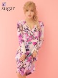 XS〜Lサイズあり【ERUKEI エルケイ】長袖/フラワープリント/ カシュクール/ ロングスリーブ/ キャバドレス[OF2]