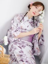 【予約 / 4月上旬発送予定】紫雫の紫陽花浴衣 OBI-g-500-kj-3-PL / HIMO-900-yn-8-P / HEKO-800-sb-5-W / YA-1023-wk-P / GETA-01-kj-3-IV/ [y/OF01]