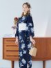 画像16: 【即日発送】ネイビー＆ブルー牡丹浴衣 OBI-siwa-202-ok-5-IV / HIMO-900-yn-5-IV / HEKO-800-sb-5-WH / YA-1025-wk-BL / GETA-02-ok-2-IV [YMT]