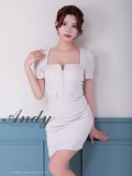 XSサイズあり【ANDY/アンディ】スクエアネック/ バックリボン/ バストジップ/ 半袖/ 袖あり/ シンプル/ タイト/ ミニドレス/ キャバドレス[OF05]