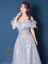 an ANDY Fashion Press 16 COLLECTION 07 ANDY Fashion Press 19掲載【couture an/クチュールアン】フェザー/ オフショル/ チュール/ ビーズ刺繍/ ラメ/ フレア/ Aライン/ プリンセス/ ロングドレス/ キャバドレス long[OF05]