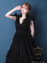 【couture an/クチュールアン】ショルダーリボン/ レース/ チュール/ フリル/ Aライン/ プリンセス/ カラードレス/ ロングドレス/ キャバドレス long[OF05]