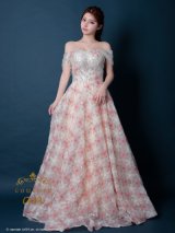 【couture an/クチュールアン】フラワープリント/ スパンコール/ オフショルダー/ チュール/ プリンセスライン/ ロングドレス/ キャバドレス long[OF05]