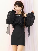 【予約商品/4月中旬発送予定】XSサイズあり【ANGEL R/エンジェルアール】ロングスリーブ/ 2way/ パフスリーブデザイン/ ショルダーリボン/ マイクロミニ/ タイト/ ミニドレス/ キャバドレス[OF2]