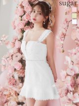 XSサイズあり【ROBE de FLEURS/ローブドフルール】肩レース/ ウエストビジュー/ スカラップレース/ フレア/ ノースリーブ/ ミニドレス/ キャバドレス[OF2]【一部予約商品/12月下旬発送予定】