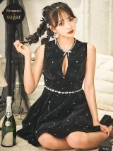 【ゆめの/関西コレクション着用】XSサイズあり【ROBE de FLEURS/ローブドフルール】リボン/ ビジュー/ バストカット/ ノースリーブ/ フレア/ ミニドレス/ キャバドレス[OF2]