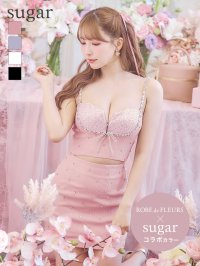 sugarコラボカラー・XSサイズあり【ROBE de FLEURS/ローブドフルール】ビジューリボンライン/ スパーク/ セットアップ/ タイト/ ミニドレス/ キャバドレス[OF2]