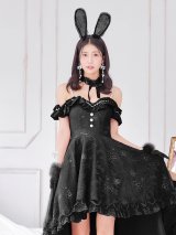 【即日発送！】【ハロウィン】 バニーショートインロングワンピース 【コスプレ5点セット】【XS-XLサイズ/2カラー】[OF03]