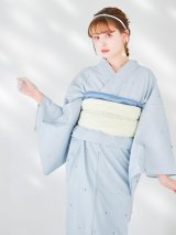 【予約 / 4月下旬発送予定】アーガイルビジュー浴衣 OBI-siwa-204-wk-12-OW / HIMO-906-yn-PEARL / HEKO-800-sb-8-DusBL / YA-1079-kj-7-W / GETA-01-kj-3-IV/ [yo/YMT]