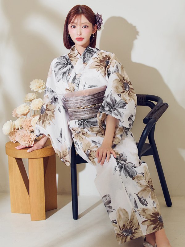 画像2: 【予約 / 5月上旬発送予定】陽彩向日葵の水彩浴衣 OBI-g-500-kj-12-MOC / HIMO-900-yn-7-MOC / HEKO-800-sb-11-MOC / YA-74-kn-MVPL / GETA-02-ok-4-MOC/ [o/YMT]