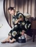 画像7: 【予約 / 5月下旬発送予定】向日葵柄黒色浴衣 OBI-siwa-204-wk-12-OW / HIMO-900-yn-1-B / YA-1066-kj-IV / GETA-02-ok-4-MOC / [y/OF01]
