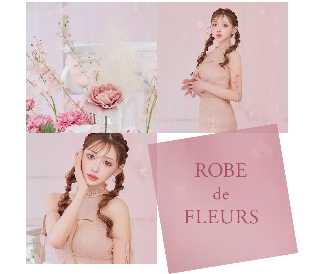 【ROBE de FLEURS/ローブドフルール】シャーリング/ アメスリ/ バストジップ/ セットアップ/ ミニドレス/ キャバドレス