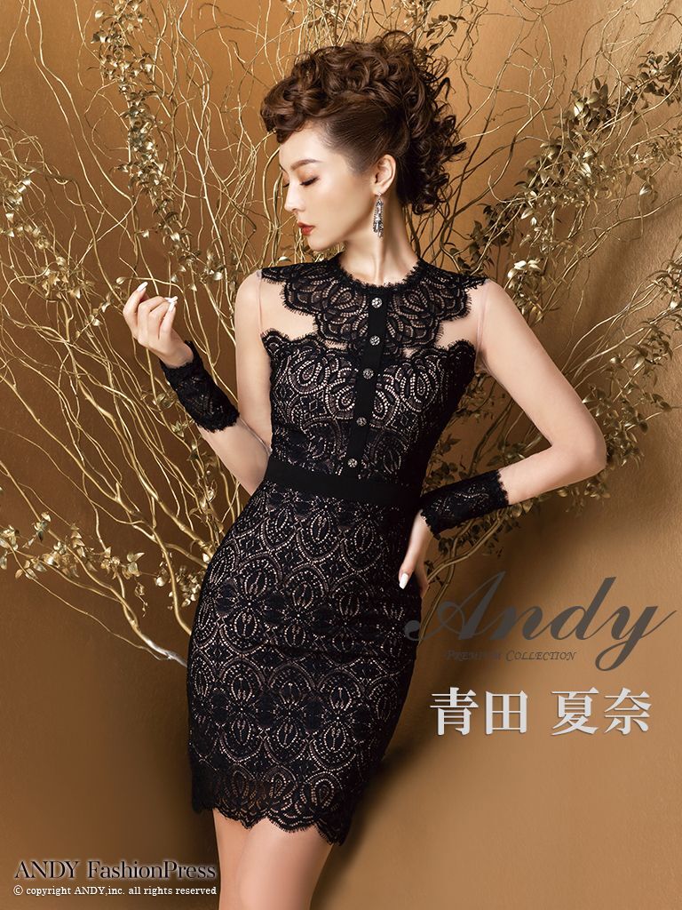 Andy ANDY Fashion Press 09 COLLECTION 06】 長袖 / 袖あり/シースルー切り替え / レース/ タイト/  ミニドレス/ キャバドレス