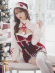 画像1: 【ノベルティ対象】【即日発送！】【クリスマスコスプレ8点セット】【Malymoon/マリームーン】シークレットレーススフレニットサンタ【フリーサイズ/2カラー】[OF03] (1)