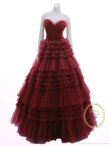 【couture an/クチュールアン】ベア/ シフォン/ フリル/ フレア/ Aライン/ プリンセス/ ロングドレス/ キャバドレス long[OF05]　レッド