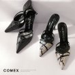 画像5: 【COMEX】 2color/ 10.5cmヒール/ ミュール/ ピンヒール/ レザー/ 異素材コンビ/ ポインテッドトゥ/ ハイヒール/ パンプス[OF02JH] (5)