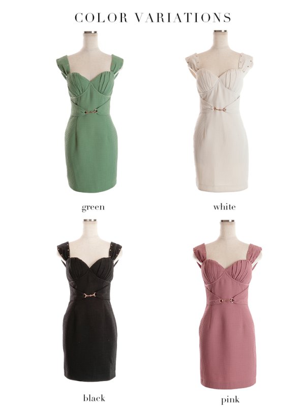画像23: XSサイズあり【ROBE de FLEURS Glossy/ローブ・ド・フルール グロッシー】スタッズ/ バックル/ ワンカラー/ ストレッチ/ ビスチェ/ タイト/ ミニドレス/ キャバドレス[OF2] (23)
