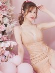 画像5: 【ROBE de FLEURS Glossy/ローブ・ド・フルール グロッシー】バック編み上げ/ スリット/ スパークリーラメ/ ミモレ丈/ ミディアム丈/ ミディアムドレス/ キャバドレスlong[OF2] (5)