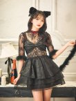 画像16: 【即日発送！】【ハロウィン】 黒猫シアーレースワンピース 【コスプレ5点セット】 【S-XLサイズ/1カラー】[OF03] (16)