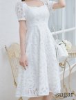 画像9: XS-Lサイズあり 【GINZA COUTURE/銀座クチュール】総レース/ パフスリーブ/ 袖あり/ Aライン/ ワンピース/ ミディアムドレス/ キャバドレス[OF2] (9)