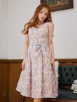 画像5: XS-Lサイズあり 【GINZA COUTURE/銀座クチュール】フラワーレース/ リボンベルト/ ノースリーブ/ 膝丈/ Aライン/ フレア/ ワンピース/ ミディアムドレス/ キャバドレス[OF2] (5)