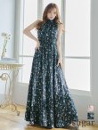 画像13: 【GINZA COUTURE/銀座クチュール】フラワープリント/ ハイネック/ ノースリーブ/ Aライン/ ロングドレス / キャバドレス long[OF2] (13)