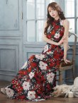 画像12: XS-Lサイズあり 【GINZA COUTURE/銀座クチュール】フラワープリント/ ハイネック/ ノースリーブ/ Aライン/ フレア/ ロングドレス/ キャバドレスlong[OF2] (12)