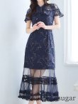 画像28: XS-Lサイズあり【SETTAN/セッタン】フラワーレース/ リボンネック/ フリル/ マキシ丈/ワンピース/ミニドレス/ キャバドレス[OF2] (28)