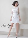 画像4: 【Andy ANDY Fashion Press 12 COLLECTION 03】バイカラー/ クロスレース/ ボタンデザイン/ 長袖/ 袖あり/ シアー/ ハイネック/ 台形スカート/ キャバドレス[OF05] (4)