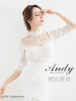 画像2: 【Andy ANDY Fashion Press 15 COLLECTION 06】マーメイド/ レース切り替え/ デコルテシアー/ ハイネック/ 七分袖/ 長袖/ 袖あり/ ワンカラー/ フィッシュテール/ フリル/ ミディアムドレス/ キャバドレス[OF05] (2)