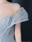 画像6: 【couture an/クチュールアン】ベア/ ラメ/ チュール/ パール/ ビーズ刺繍/ バックリボン/ Aライン/ プリンセス/ ロングドレス/ キャバドレス long[OF05] (6)