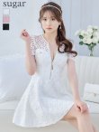 画像4: XSサイズあり【ROBE de FLEURS/ローブドフルール】シースルーレース/ ビジュー/ バストジップ/ 袖あり/ 半袖/ フレア/ ミニドレス/ キャバドレス[OF2]【一部予約商品/11月上旬入荷予定】 (4)